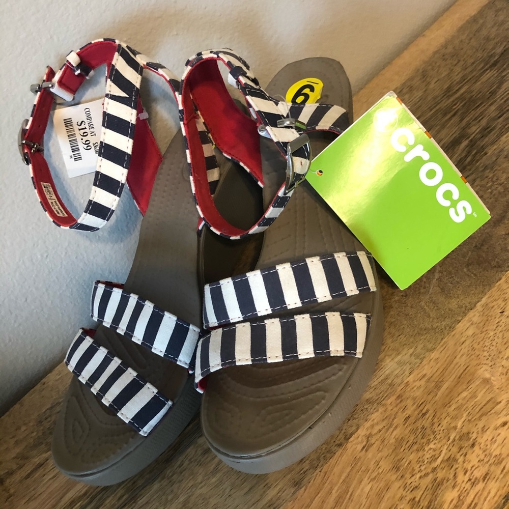 Crocs ladies striped wedges size 9